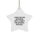 Funny Author Star Ornament, Gift from Men to Author Friends, Author Decorations for Christmas Unique Gifts - Image 1